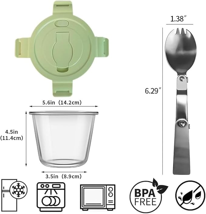 3 Cup Round Glass Soup Containers with Lids and Spoon, 24oz Round Glass Food Containers, BPA free Tall Meal Prep Bowls for Soup Leftover, Microwave, Dishwasher, and Freezer Safe (4 Packs)