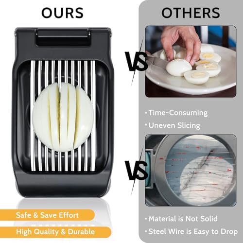 Egg Slicer for Hard Boiled Eggs & Strawberry Soft Foods, Heavy Duty, Black - Image 5