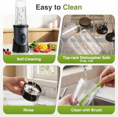 Smoothie Blender Kitchen, 900W Personal Blenders with 3 To-Go Cups