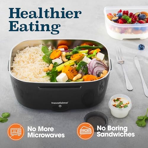 Electric Lunch Box for Adults 100W Heated Lunch Box For Men 1.5L Stainless Steel Portable Food Warmer, 12/24/110V for Travel & Work, Loncheras Electricas Para Calentar almuerzo