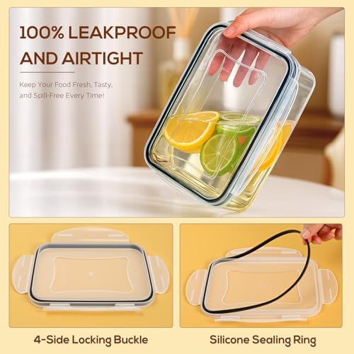 50PCS Thick Food Storage Containers with Airtight Lids for Meal Prep