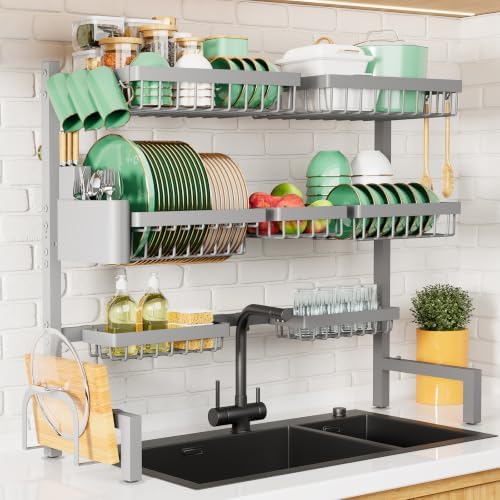 Adjustable Over The Sink Dish Drying Rack, 31.5" -39.4" x 30.3"