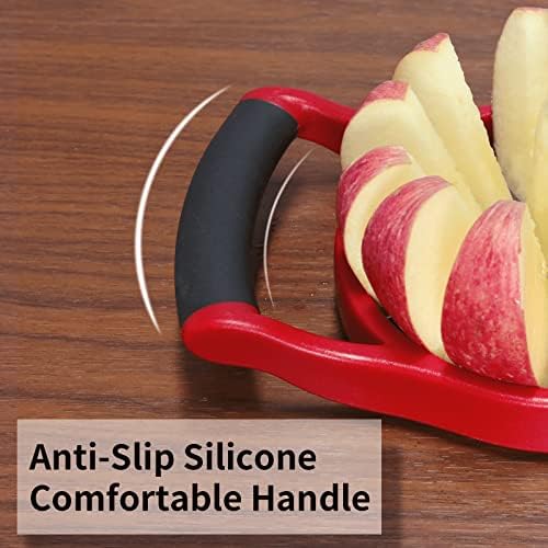 Newness 5.12 Inch Extra Large Apple Slicer, Heavy Duty Apple Cutter 12 Slices, Durable Apple Cutter Slicer, Stainless Steel Apple Slicer and Corer - for Apple, Potato, Onion and More, Red
