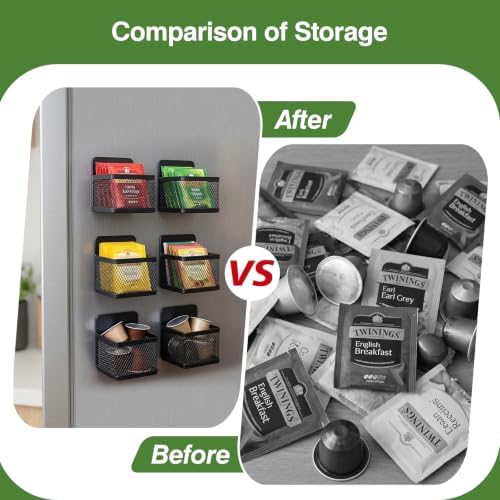6 Pack Magnetic Tea Bag Organizer, Tea Organizer for Refrigerator