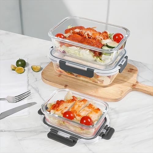 10 Pack Glass Meal Prep Containers with Lids