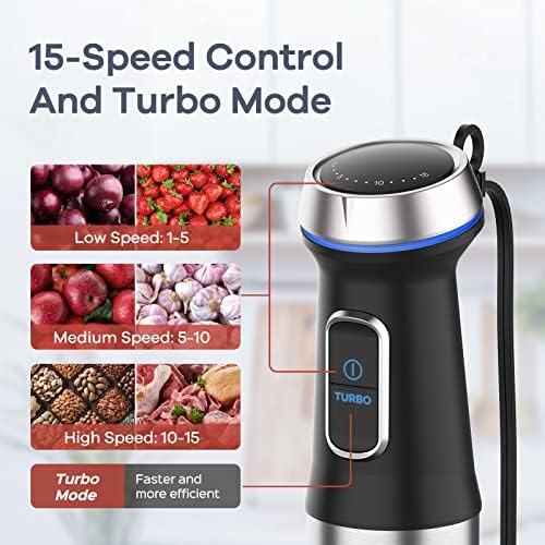 Immersion Blender Handheld Corded 8 in 1 Hand Blender Max 1000W