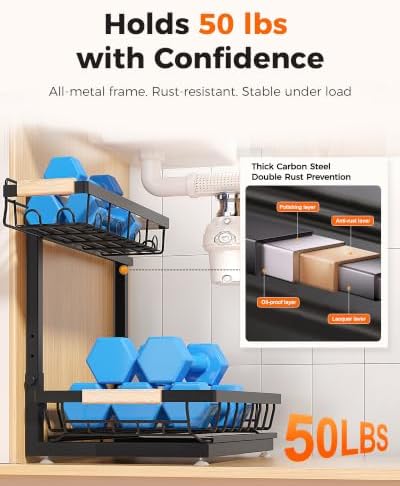 3-Pack Under Sink Organizer, 2-Tier Pull-Out Cabinet Organizer