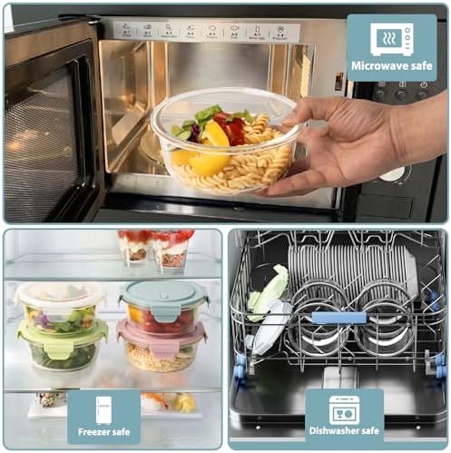 2.5 Cup/20oz Glass Meal Prep Food Storage Containers with lids Set, 4 Pack