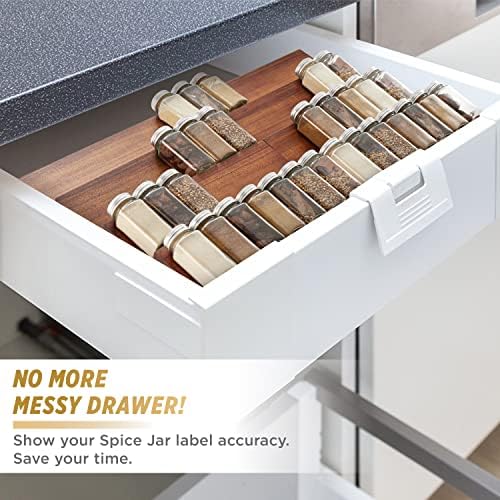 Acacia Wood 4-Tier Spice Rack Organizer for Cabinet, Pack of 8 Pcs