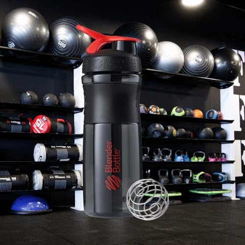 BlenderBottle SportMixer Tritan Grip Shaker Bottle, Transparent Black/Red, 28-Ounce - Image 2