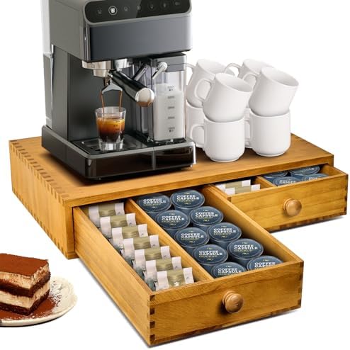 K Cup Storage Organizer, Wood Coffee Pod and Tea Bag Holder