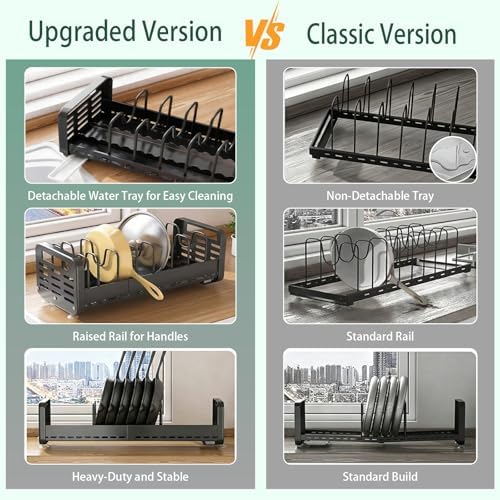 Pots and Pans Organizer Under Cabinet, Expandable Pot Lid Organizer