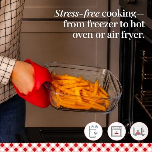 Borosilicate Casserole Dish with Lid Set, Rectangle + Square