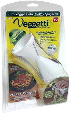 Veggie Slicer, Dual Stainless Steel Blade Vegetable Cutter for Thick or Thin Noodle, Works with Zucchini, Squash, Cucumbers, Carrots, and more, 2.76"L x 2.76"W x 6.32"H, White