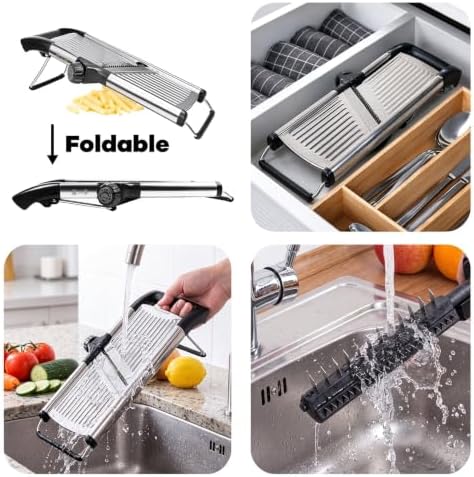5‑in‑1 Adjustable Mandoline Slicer, Stainless Steel Vegetable Cutter