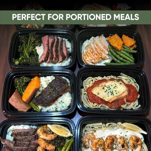 50 Pack (100 Piece) 32 oz Meal Prep Containers Reusable BPA Free Leakproof Stackable Food Storage Containers with Lids, Microwave & Dishwasher Freezer Safe To Go Bento Box Style Take Out Clear Plastic