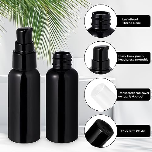 Travel Pump Bottles Set – 10 Pack 2oz (60ml) Empty Clear Plastic Pump Dispensers with Black Cap, Refillable Travel Size Toiletries Containers for Lotion, Cream, Shampoo & Essential Oil - Image 4