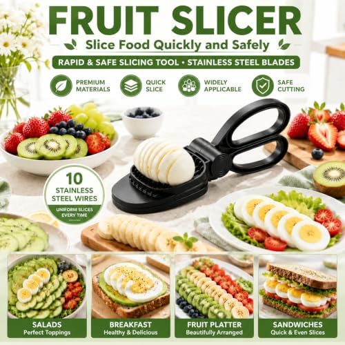 Egg and Fruit Slicer, Egg Cutter For Hard Boiled,Black - Image 2