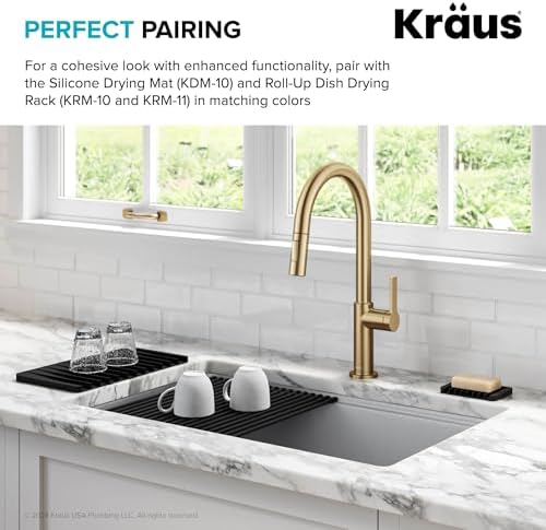 KRAUS Multipurpose Self-Draining Silicone Soap Dish/Sponge Holder for Bathroom or Kitchen Counter in Light Grey, KDM-05LG