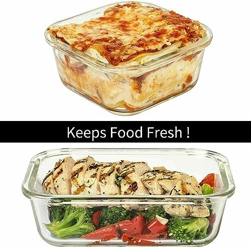 24 Pc Airtight Glass Food Storage Containers - Glass Meal Prep Containers - Freezer to Oven Safe - Steam Release Valve BPA Free - Airtight Bento Boxes - Leak Proof (12 lids & 12 Containers)