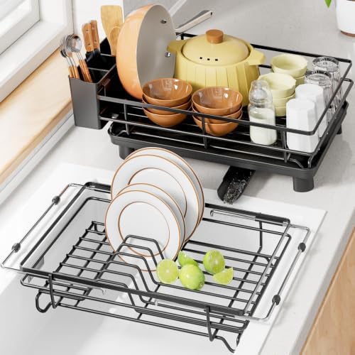 Dish Drying Rack for Kitchen Counter & Sink, 2 Pack Dish Drainers