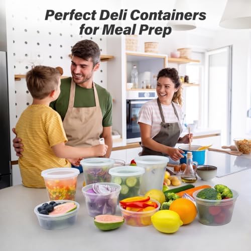60 Set Deli Containers with Lids, 32/16/8 oz X 20 Set Each