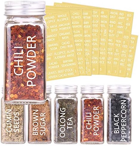 66 Pcs 4 oz Glass Spice Jars with Shaker Lids and 703 Spice Labels
