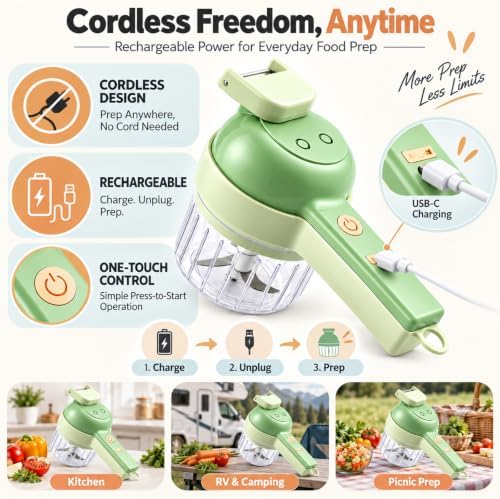 5-in-1 Wireless Electric Vegetable Chopper,Multi-Function Food Processor - Image 4