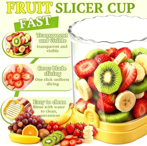 Hendiy Strawberry Slicer with Stainless Steel Blades | Egg & Fruit Slicer Cup for Banana, Cucumber, Mushroom | ABS Detachable Kitchen Gadget - Precision Berry Cutter Tool (Yellow, 1-Pack) - Image 5