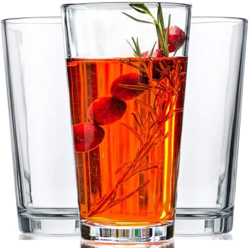 10pc Stackable Drinking Glasses, 16oz Clear Glass Cup Glassware Set