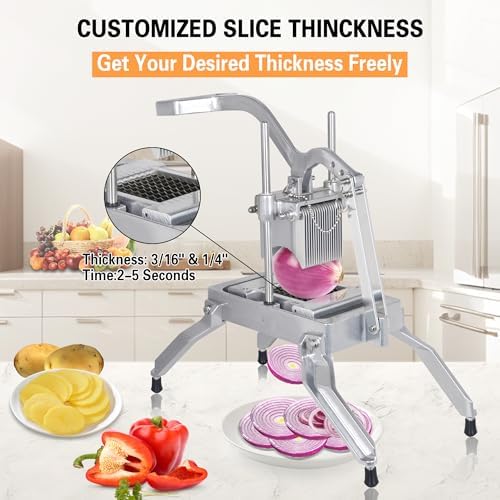 Hakka Commercial Onion Slicer, Vegetable Fruit Cutter with 3/16" & 1/4" Blades Heavy Duty Onion Cutter Stainless Steel Removable and Replaceable Kattex Chopper Tomato Slicer, Sliver - Image 3