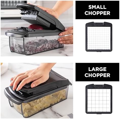 Cook with Color Vegetable Chopper - Multifunctional 11 in 1 Vegetable Chopper with Container - Food Chopper to Dice, Chop, Slice, Julienne and Spiralize, Black - Image 4