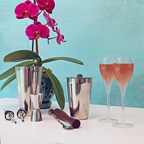 Professional Bartender Kit Cocktail Shaker Set | Bartending Tools & Accessories | Stainless Steel Martini Shaker, Strainer, Jigger, Pourers, Muddler, Mixing Spoon, Recipe Book & Velvet Bag