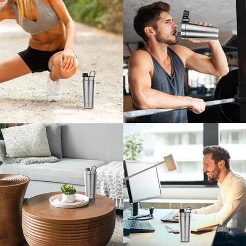 Protein Shaker Bottle 20 oz - Double Walled Insulated Vacuum Cup for Protein Shakes, Keeps Cold/Hot, Metal Stainless Steel, Preworkout Gym