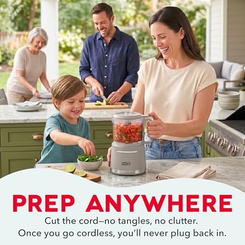 Dash Cordless Food Chopper, 28 oz Ingredient Bowl, French Grey - Image 3