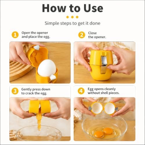 Egg Shell Opener, 2-in-1 for Raw & Boiled Eggs，Orange - Image 4