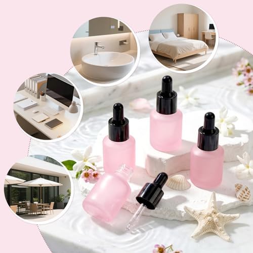 Segbeauty 0.5oz Frosted Glass Bottle with Dropper for Essential Oils, 15ml Small Travel Glass Dropper Bottle Refillable, 4pcs Pink Empty Travel Size Bottles for Hair Oils Liquids with Transfer Tool - Image 5