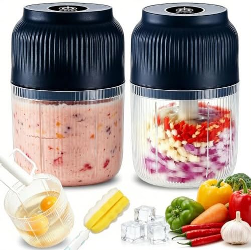 Household Electric Garlic Crusher, 2026 Upgraded 6 Blade Electric Garlic Chopper, Usb Rechargeable Cyclone Food Chopper for Garlic, Onion, Ginger, Chili And Fruit (2pc-Blue) by Unknown