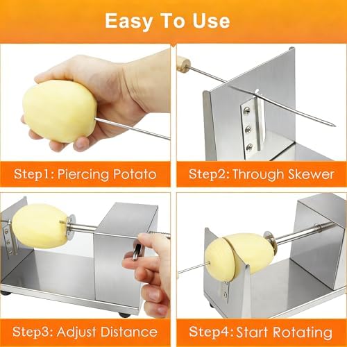 Tornado Potato Spiral Cutter, Manual Stainless Steel Potatoes Twister Slicer