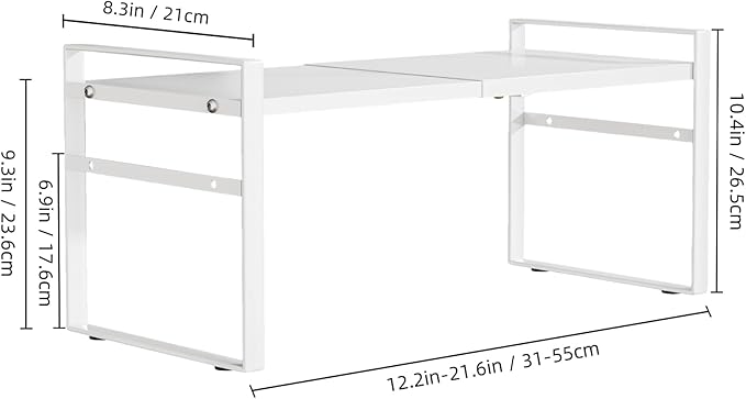 Expandable Cabinet Shelf Organizer Riser for Kitchen Pantry Cupboard Under Sink Countertop,Kitchen Cabinet Shelf (White)
