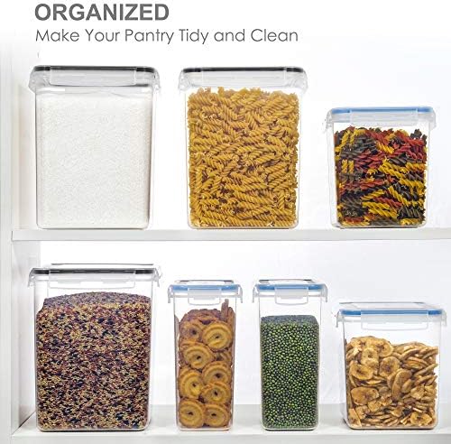 Large Food Storage Containers with Lids Airtight 5.2L /176Oz, for Flour, Sugar, Baking Supply, 3PCS BPA Free Plastic Canisters for Kitchen Pantry Organization
