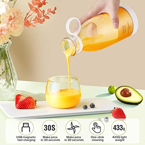 11.8 Oz Portable Blender, Fresh Juice Blender for Shakes & Smoothies-White - Image 4