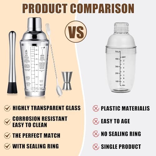 Glass Cocktail Shaker Set Mixing Bar Tools