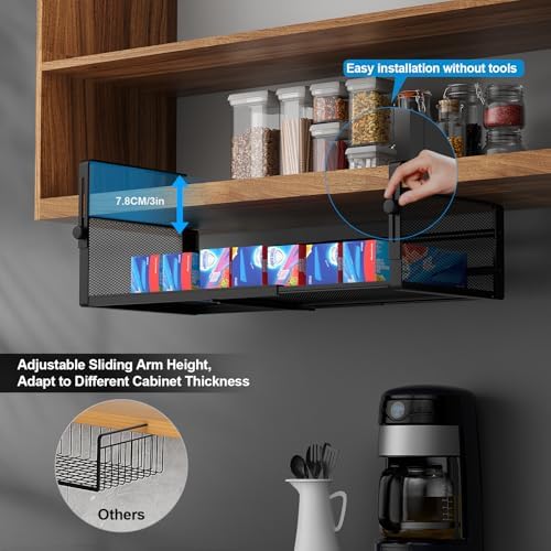 2Pack Expandable Under Shelf Storage Basket Organizer,Black