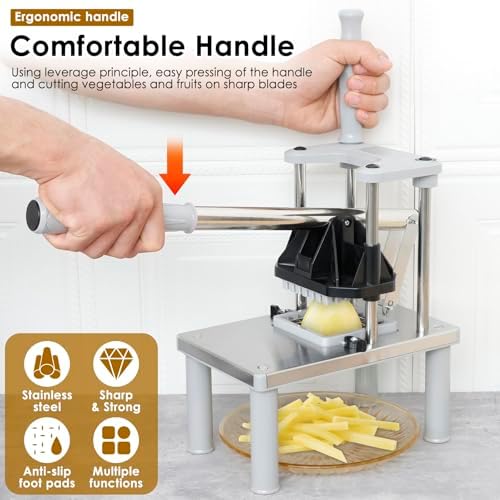 Commercial Vegetable Chopper w/ 4 Replacement Blades, Heavy Duty Stainless Steel Dicer Cutter, Potato Dicer & Fruit Slicer for Onion, Cabbage, Carrots, Potato, Mushroom - Image 3
