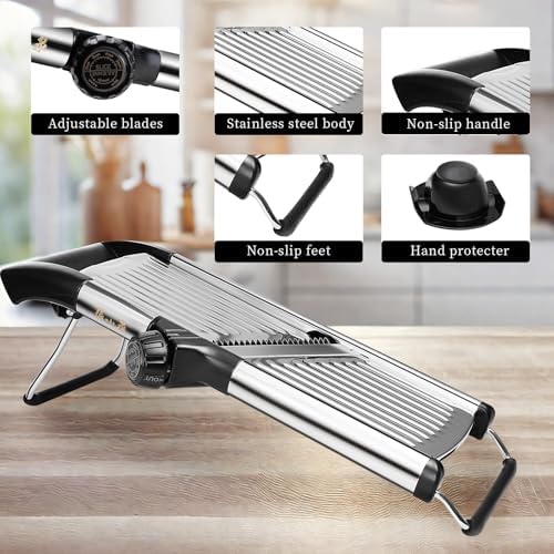 5‑in‑1 Adjustable Mandoline Slicer, Stainless Steel Vegetable Cutter