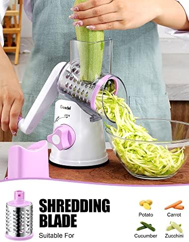 Geedel Rotary Cheese Grater Hand Crank, Cheese Shredder Vegetable Slicer - Image 4