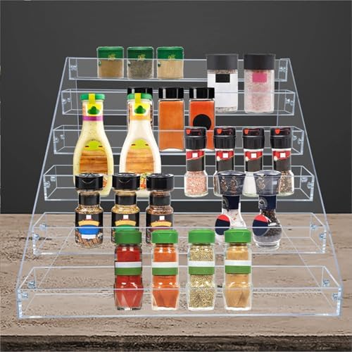 6-Tier Clear Acrylic Spice Rack for Countertops