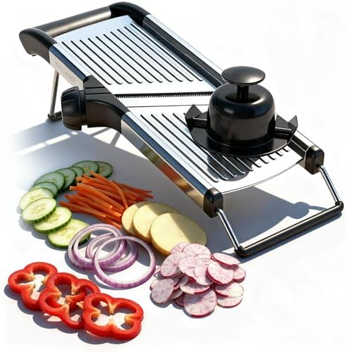 Mandoline Slicer for Kitchen, Adjustable Vegetable Slicer with Julienne Blade, Stainless Steel Food Cutter with Hand Guard for Potatoes, Cucumbers, Onions & Meal Prep by Stellagro