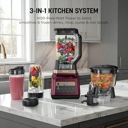 Ninja Professional Plus Kitchen System, 1400WP, Auto-iQ, Red, BN801RD1BRN - Image 2